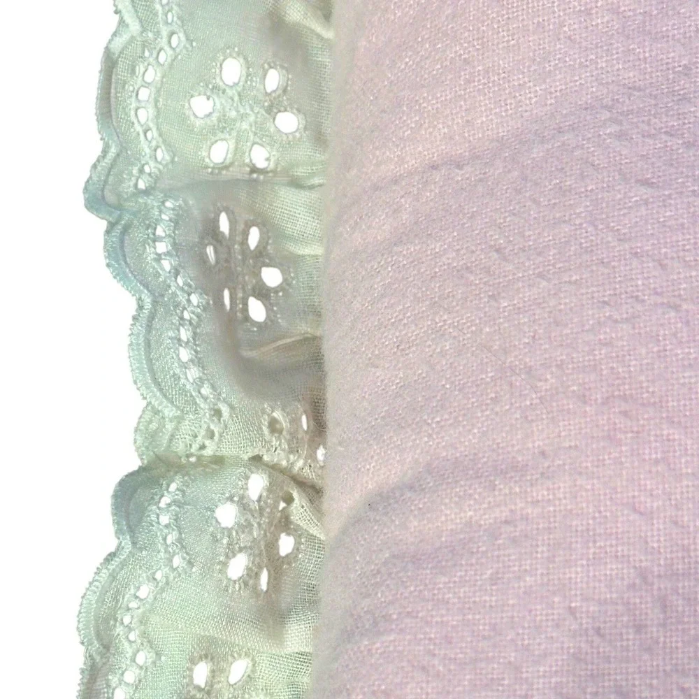 Vtg Handmade Puff the Magic Dragon Cross-stitch‎ Pillow Pink White Lace 13x13